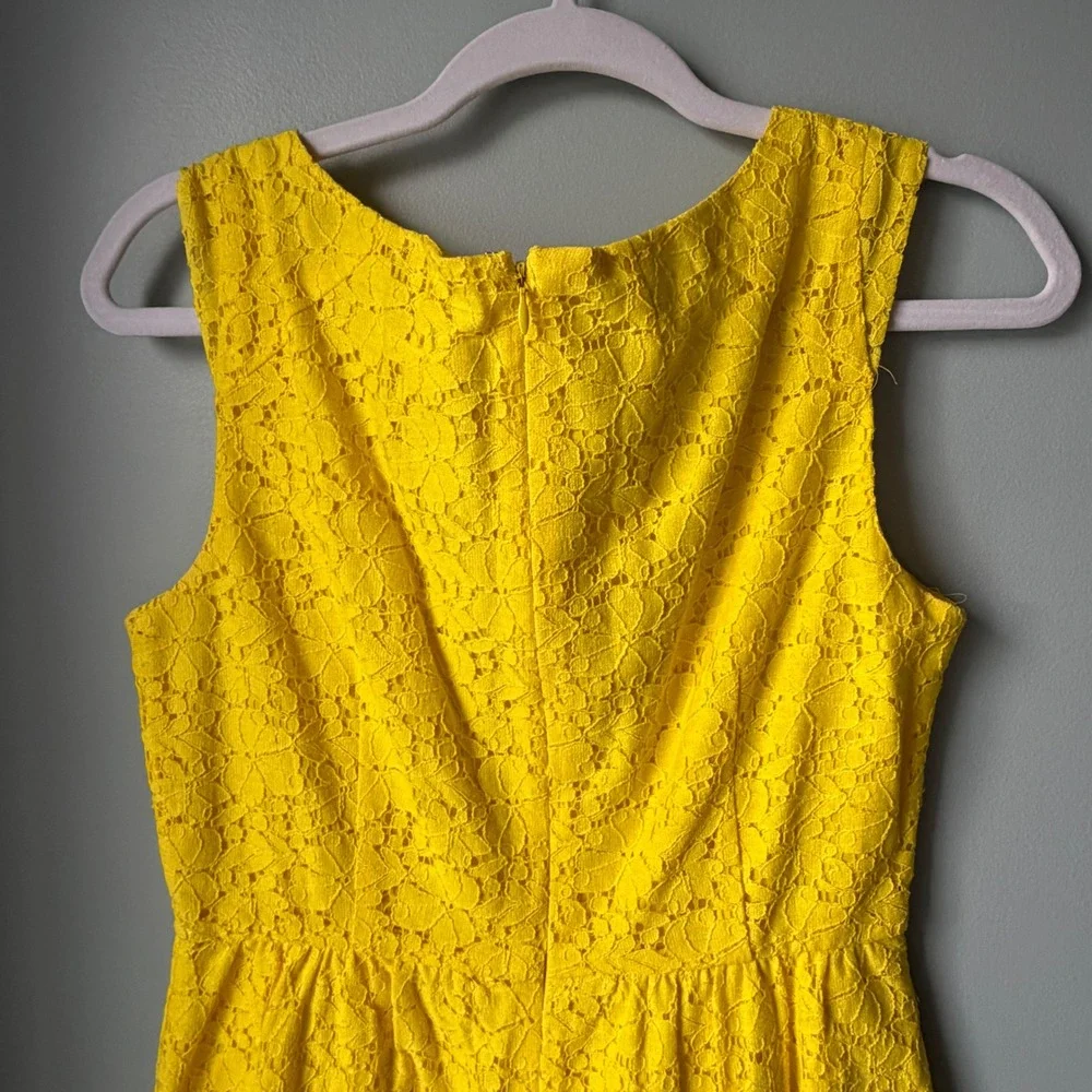 J. Crew Lucille Dress Yellow Floral‎ Lace Overlay Sleeveless Cotton Classic SZ 4